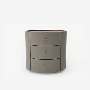 Solid Wood Minimalist Round Three-Drawer Nightstand