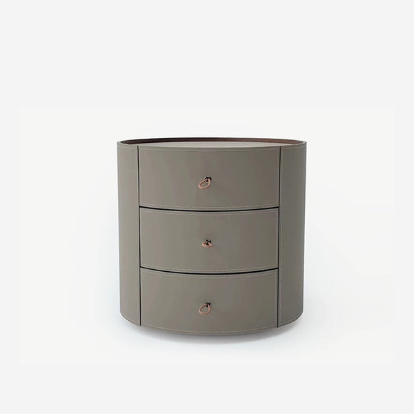 Solid Wood Minimalist Round Three-Drawer Nightstand