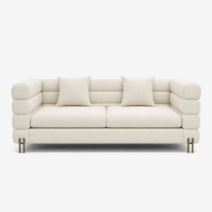 Modern Cream Bouclé Sofa with Channeled Back
