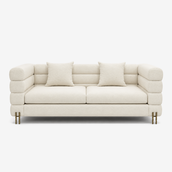 Modern Cream Bouclé Sofa with Channeled Back