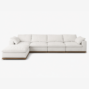 Fluffy Wood Frame Sectional Sofa