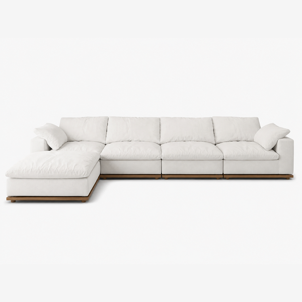 Fluffy Wood Frame Sectional Sofa