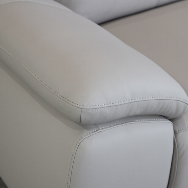 Modern Leather Sofa with Adjustable Headrests - Ergonomic Couch with Metal Legs