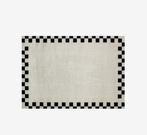 Carlin Modern Minimalist Black Grid Area Rug | Geometric High-Low Carpet