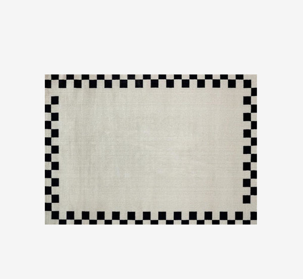 Carlin Modern Minimalist Black Grid Area Rug | Geometric High-Low Carpet