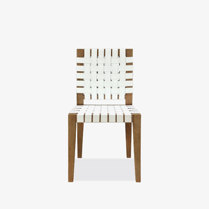 Mid-Century Modern Woven Dining Chair with Solid Wood Frame