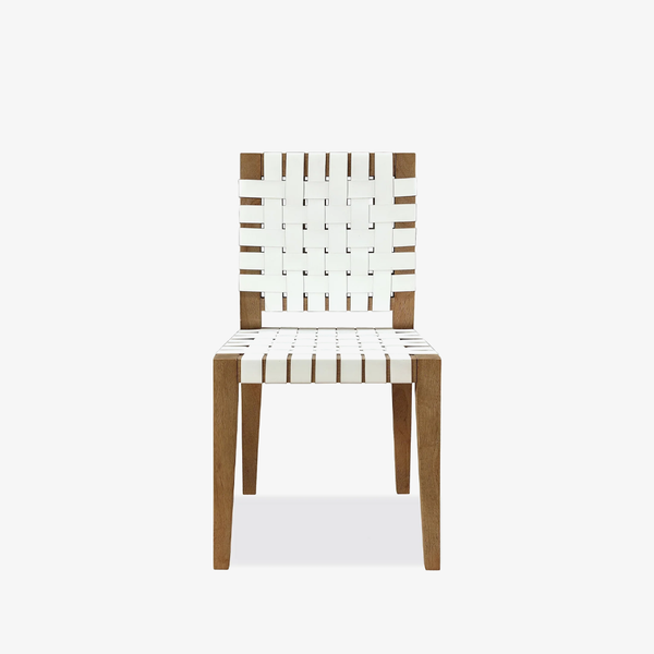 Mid-Century Modern Woven Dining Chair with Solid Wood Frame