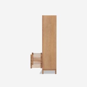 Japandi Style Double-Door Bookcase – Minimalist Wood Display Cabinet for Modern Home Office