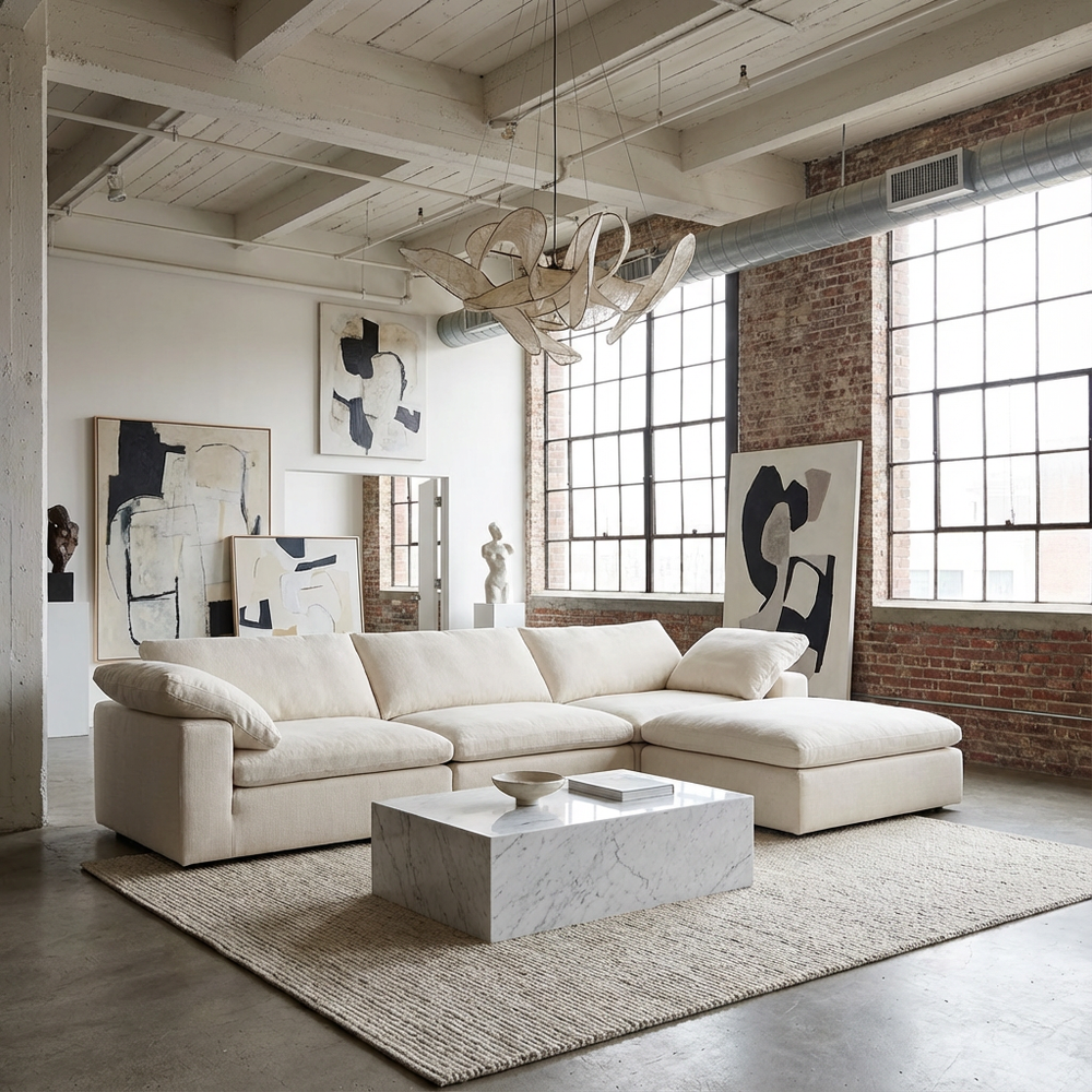 Fluffy 3-Piece L-Shaped Sectional with Chaise