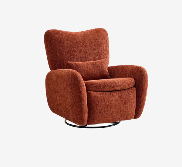 Modern Minimalist Down-Filled Power Recliner Chair | Chenille Swivel Accent Sofa