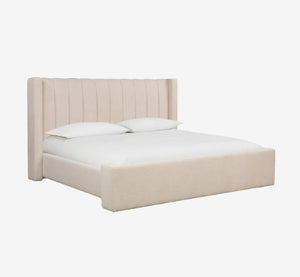 Contemporary Vertical Tufted Shelter Bed with Solid Rubberwood Frame