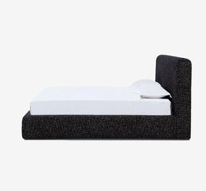 Modern Charcoal Textured Upholstered Platform Bed