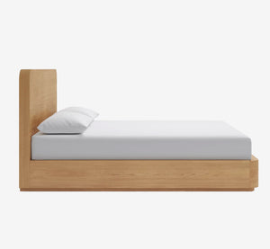 Elora Solid Wood Platform Bed Frame – Mid-Century Modern Minimalist Bed with Headboard