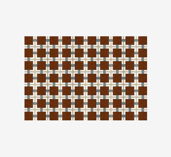 Gorman Mid-Century Modern Geometric Grid Area Rug | Retro Checkerboard Carpet