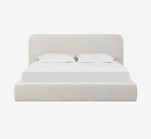 Modern Beige Textured Upholstered Platform Bed