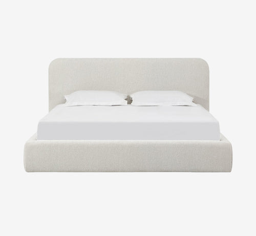 Modern Beige Textured Upholstered Platform Bed