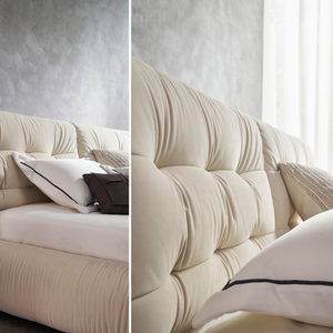 Modern Fabric Upholstered Bed with Pine Wood Frame
