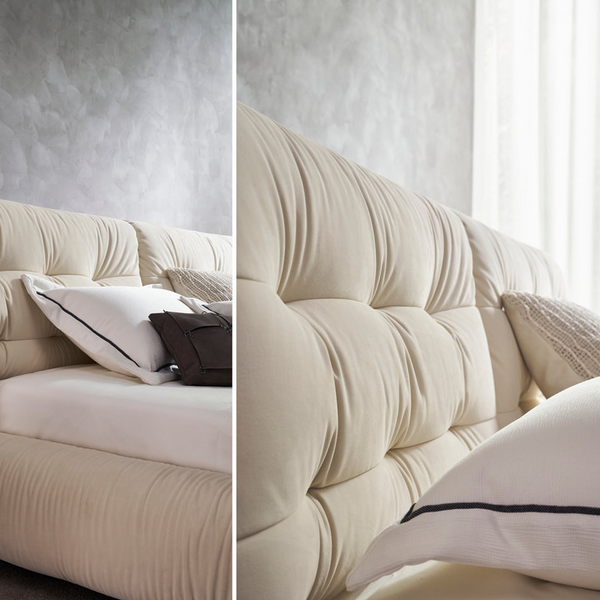 Modern Fabric Upholstered Bed with Pine Wood Frame