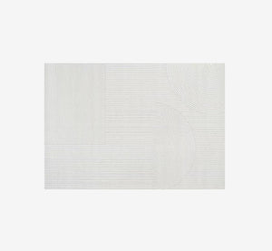 Modern Abstract Flowing Line Textured Area Rug | High-Low Pile Cream Carpet