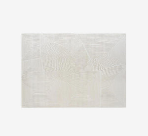 Optical Illusion Linear Pattern Area Rug | Super Soft Cream Woven Carpet