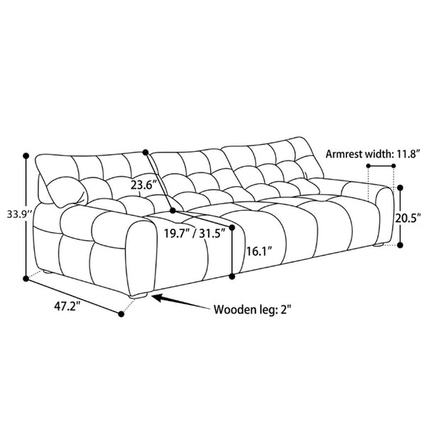 Cloud-Like Tufted Lounge Sofa in Premium Chenille with Feather Down Cushions(JUXMQ9752)
