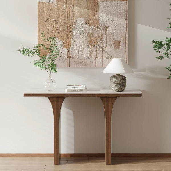 Modern Arched Stone Slab Entryway Console