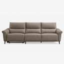 Modern Genuine Leather Dual Power Reclining Sofa – Ergonomic Couch with Metal Legs