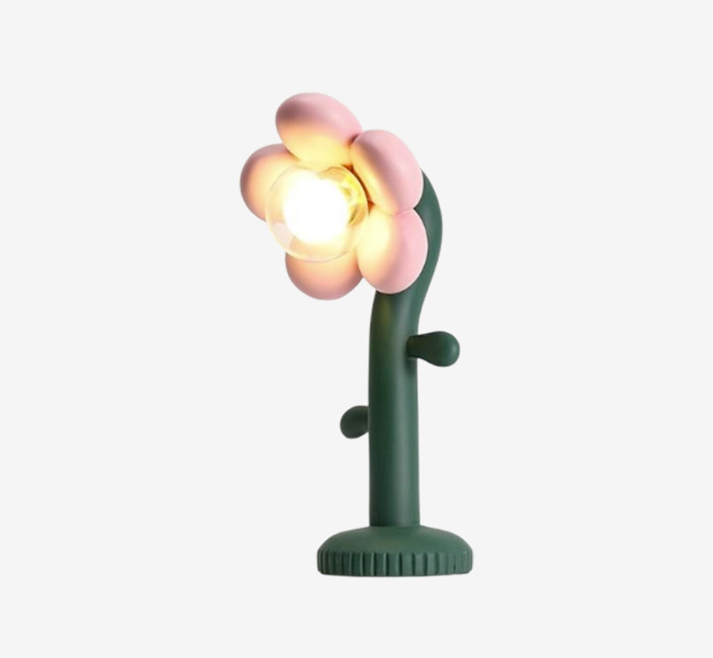 Whimsical Flower Table Lamp – Dopamine Decor Pink Daisy Desk Light – Playful Botanical Nightstand Lamp for Kids & Home Office