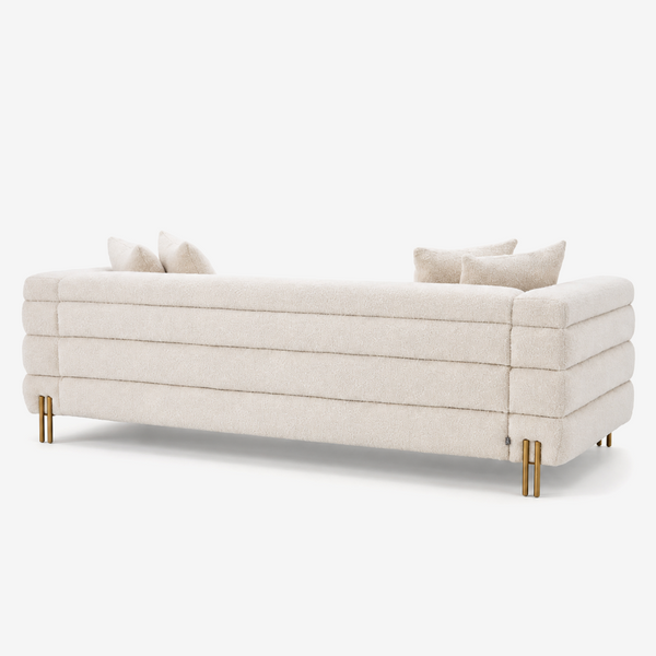 Modern Cream Bouclé Sofa with Channeled Back