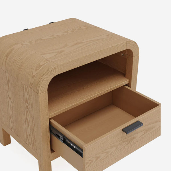 Natural Oak 1-Drawer Nightstand with Open Shelf | Modern Wood Bedside Table