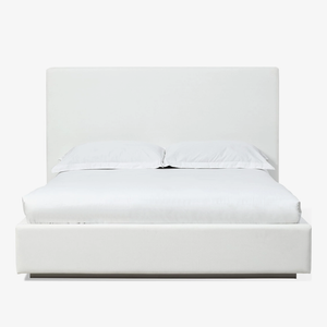 One Modern Upholstered Platform Bed in Pearl