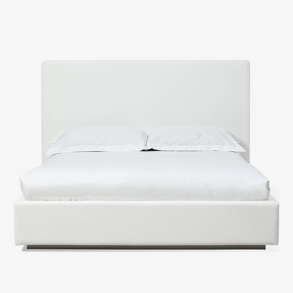 One Modern Upholstered Platform Bed in Pearl