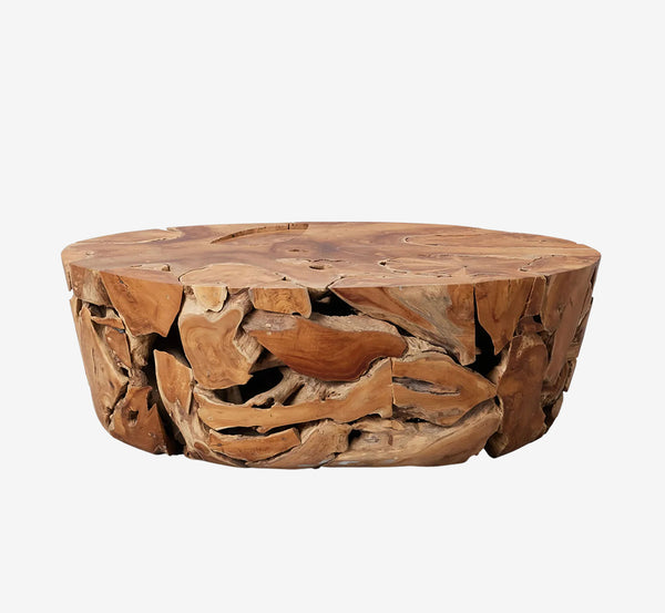 Handcrafted Oval Teak Root Coffee Table - Unique Natural Solid Wood Statement Piece - Rustic Organic Center Table for Living Room