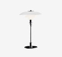 Mid-Century Modern PH Style Table Lamp - 3-Tier White Opal Glass Shade with Chrome Finish Base - Designer Inspired Ambient Desk Light