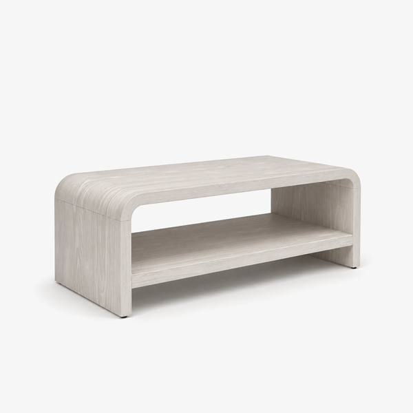 Modern Minimalist Wood Coffee Table with Storage Shelf - Scandinavian Style Rectangular Center Table for Living Room