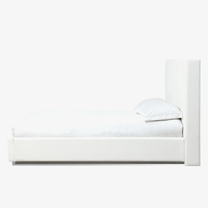 One Modern Upholstered Platform Bed in Pearl