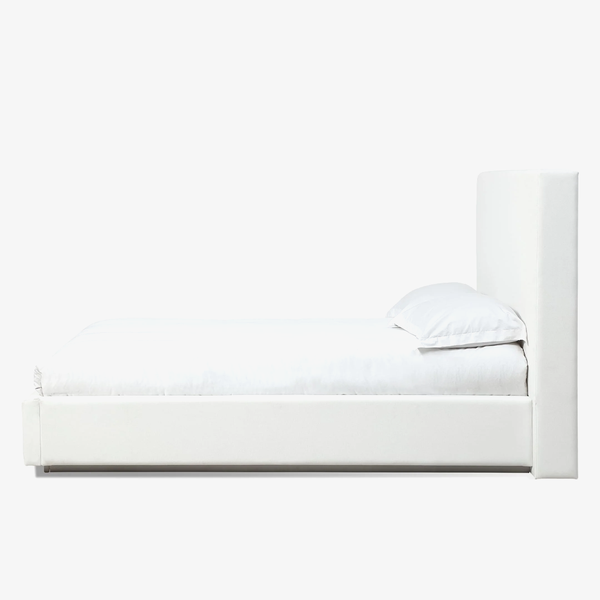 One Modern Upholstered Platform Bed in Pearl
