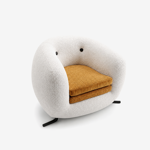 Modern Bouclé Accent Chair – Sculptural Upholstered Lounge Chair with Cozy Pod Design