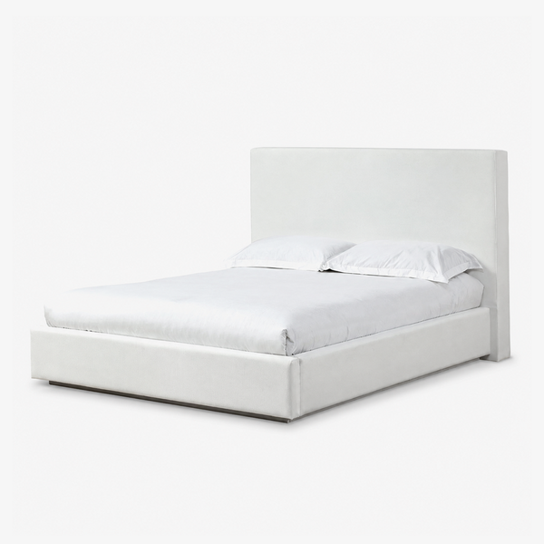 One Modern Upholstered Platform Bed in Pearl