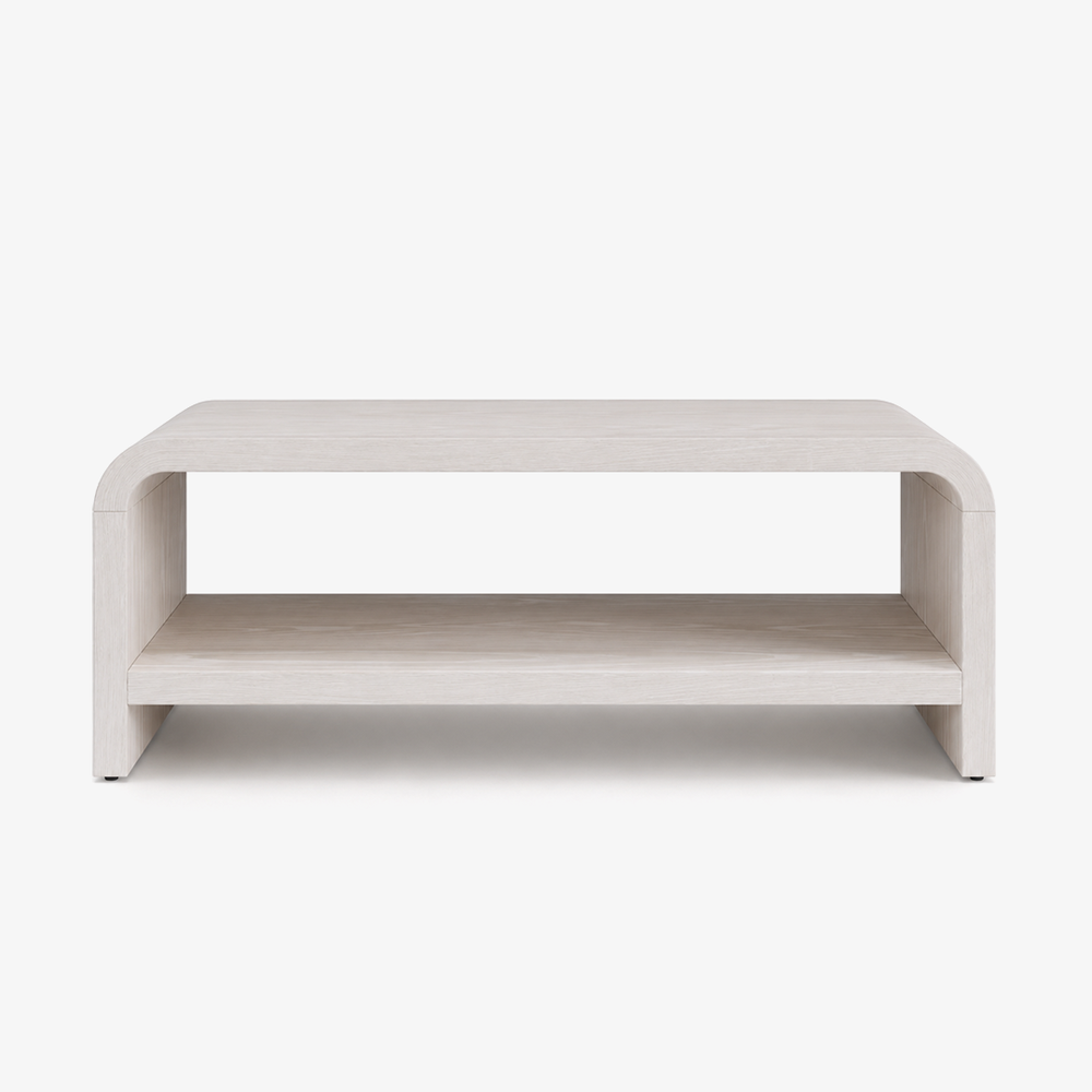 Modern Minimalist Wood Coffee Table with Storage Shelf - Scandinavian Style Rectangular Center Table for Living Room