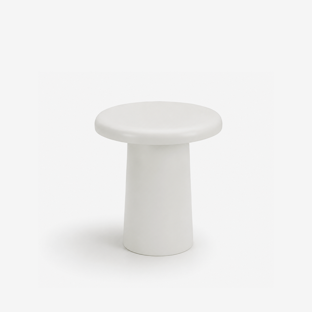Modern White Mushroom Side Table | Sculptural Pedestal Accent Table for Living Room