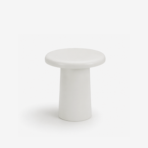 Modern White Mushroom Side Table | Sculptural Pedestal Accent Table for Living Room