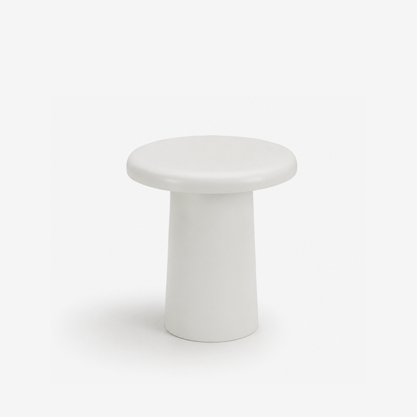 Modern White Mushroom Side Table | Sculptural Pedestal Accent Table for Living Room