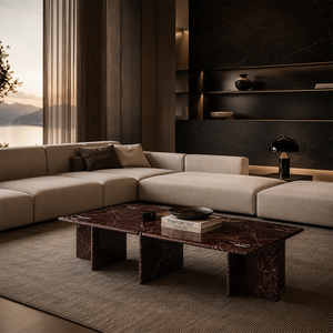 Sleek Marble-Top Inset-Leg Coffee Table