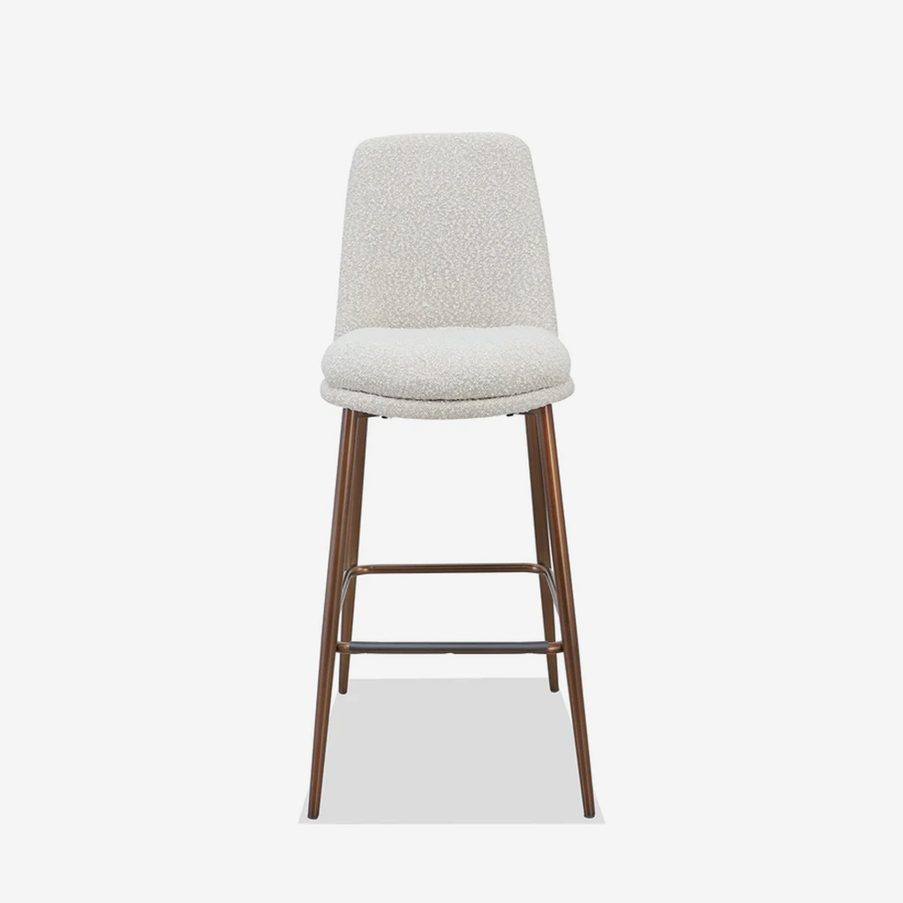 Modern Cream Bouclé Bar Stool with Backrest | Kitchen Island Counter Stool