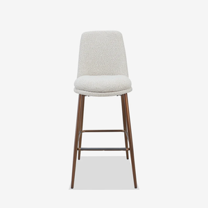 Modern Cream Bouclé Bar Stool with Backrest | Kitchen Island Counter Stool