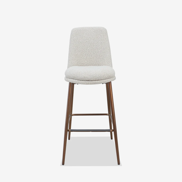 Modern Cream Bouclé Bar Stool with Backrest | Kitchen Island Counter Stool