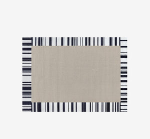 Carlin Modern Minimalist Black Grid Area Rug | Geometric High-Low Carpet