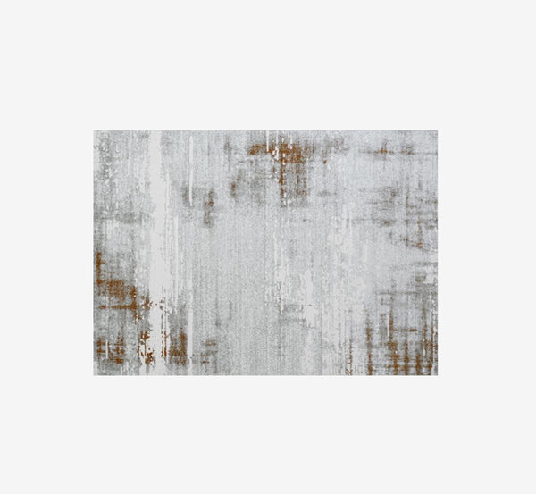 Luxury Abstract Terracotta & Gray Area Rug | High-Low Textured Pile