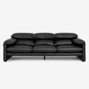 Modern Low Profile Genuine Leather Sofa | Deep Seat 3 Seater Couch
